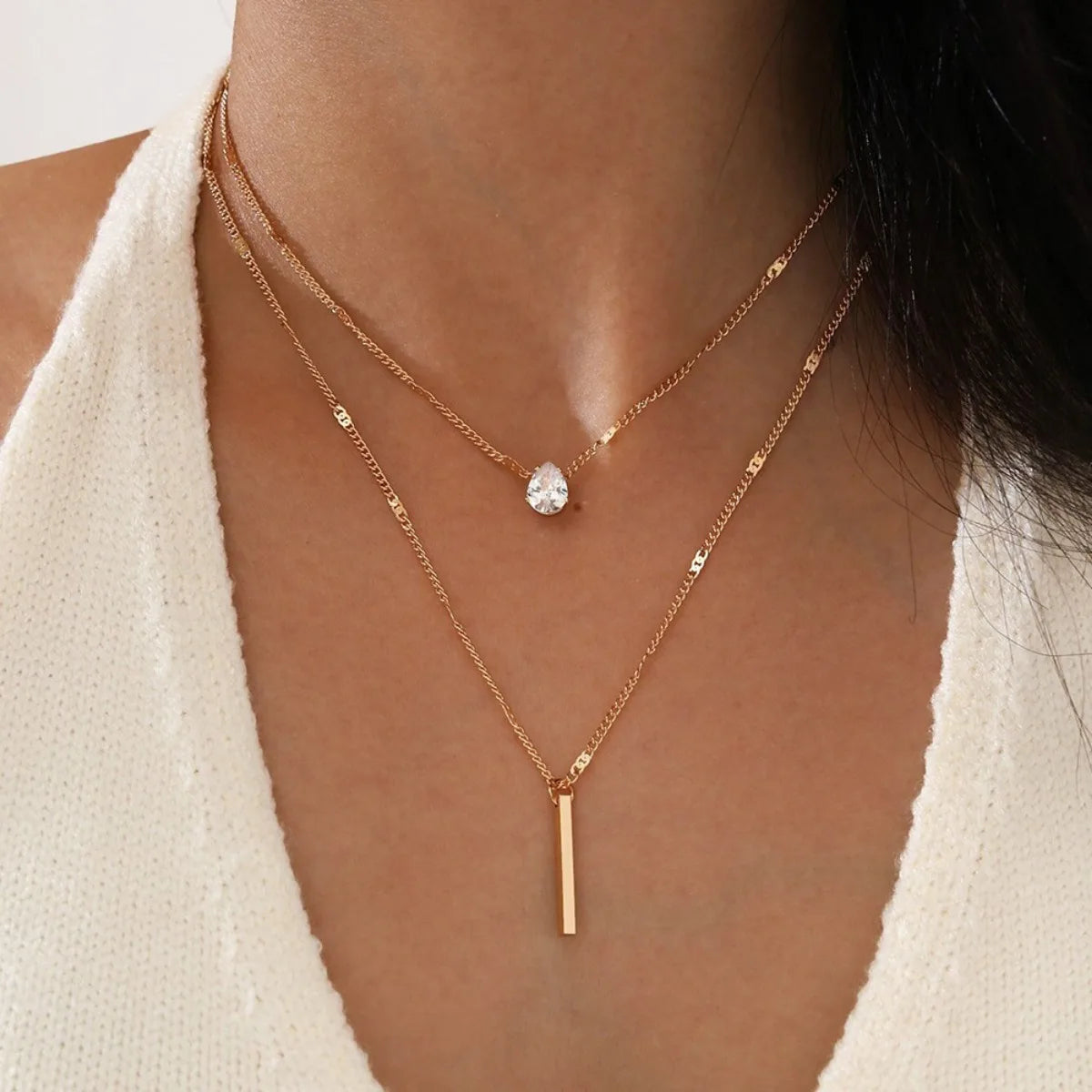 Star Heart Shape Water Drop Pendant Chain