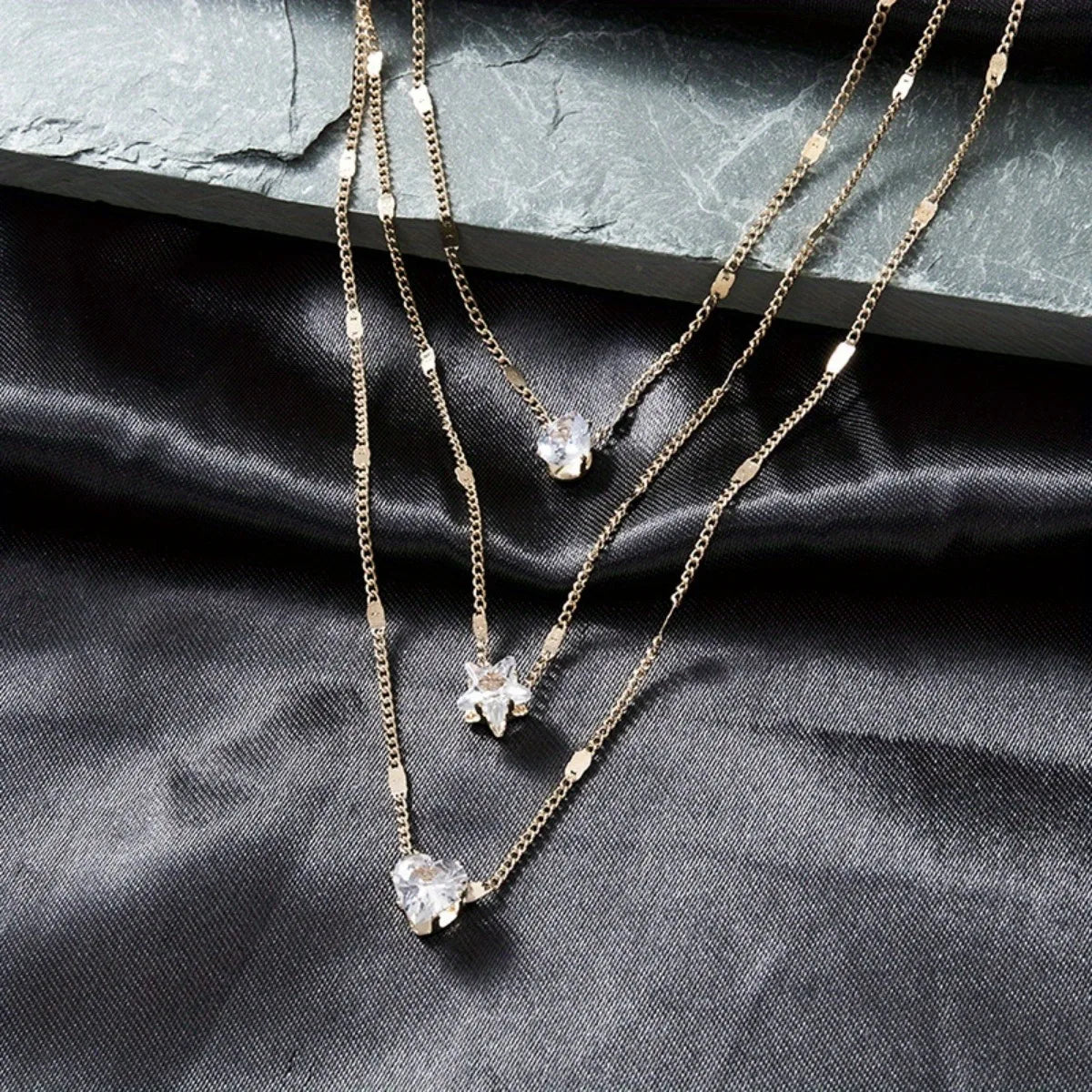 Star Heart Shape Water Drop Pendant Chain