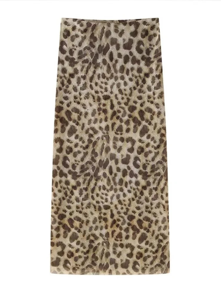 Women Tulle Leopard Print Top