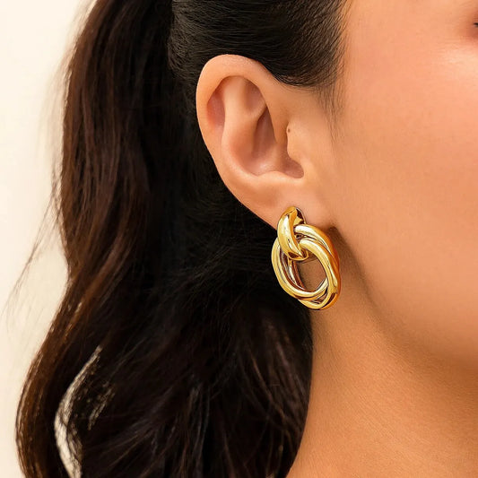 Gold Color Geometric Irregular Stud Earrings