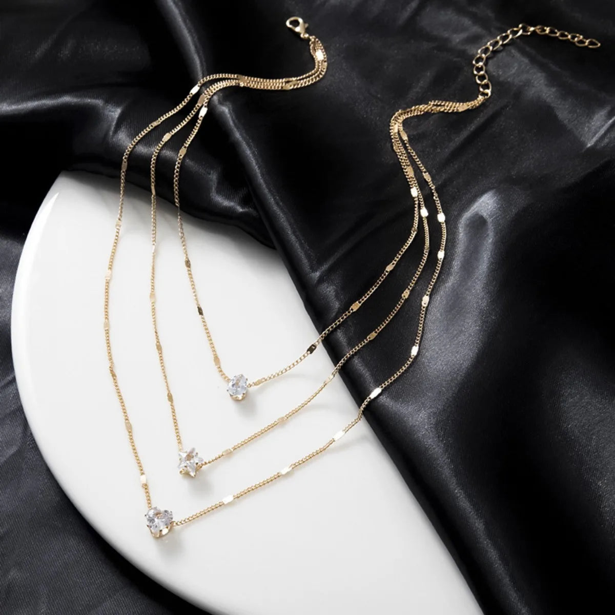 Star Heart Shape Water Drop Pendant Chain