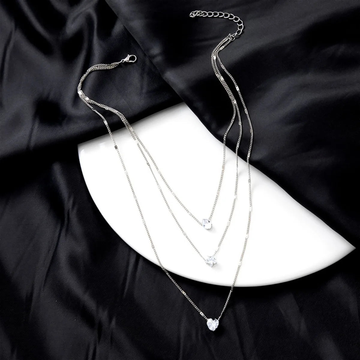 Star Heart Shape Water Drop Pendant Chain