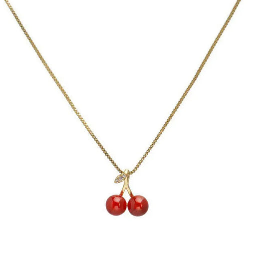 Little Wine Red Cherry Pendant Necklaces