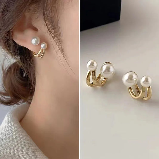 Korean Simple Irregular Design Pearl Stud Earrings
