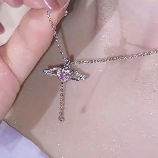 Purple Crystal Heart Pendant Necklace