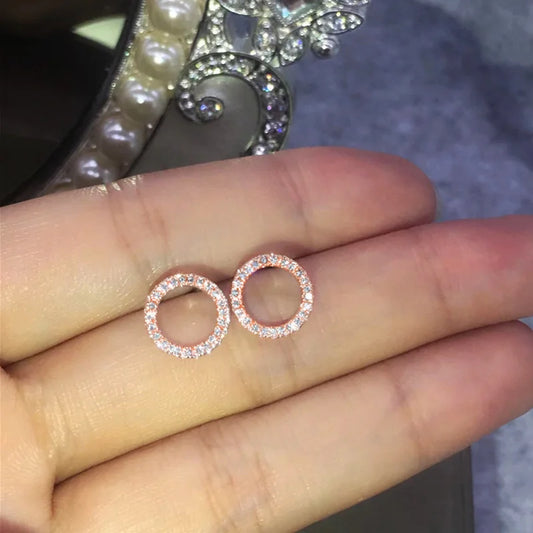 Huitan Fashion Versatile Dazzling Circle Stud Earrings